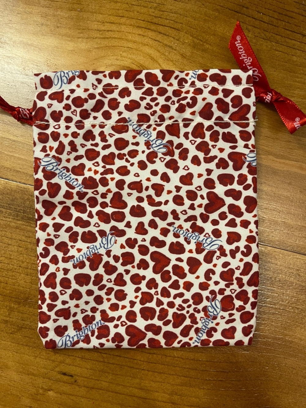 Brighton Red Heart animal Print Drawstring Bag with Logo medium size